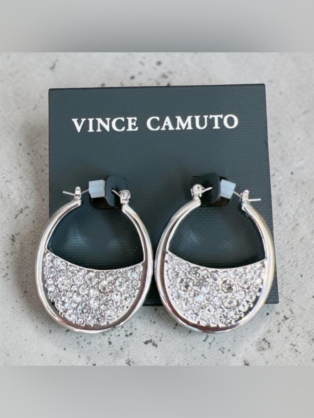Vince Camuto Silvertone half Hoop Drop Earrings